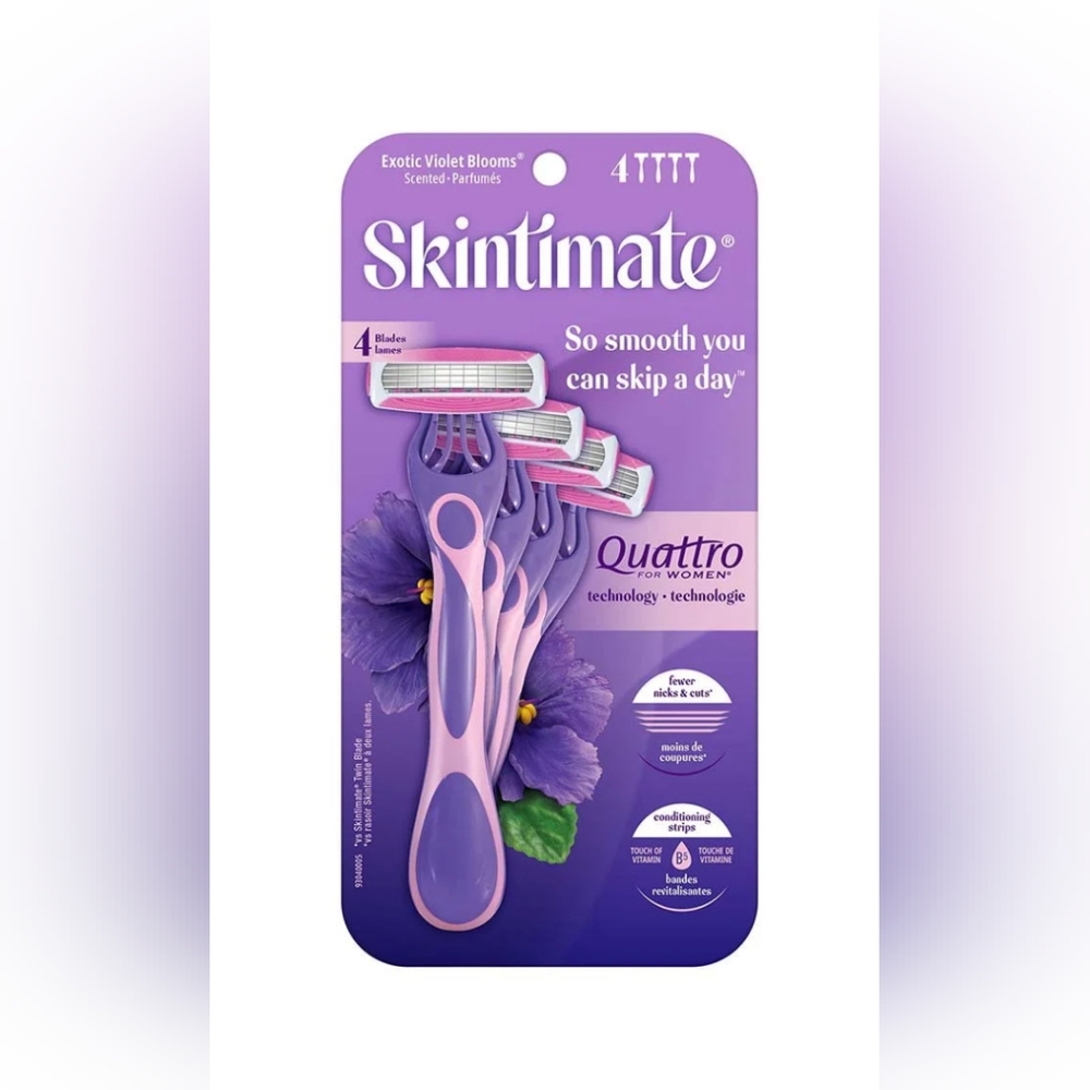 Skintimate Exotic Violet Blooms Quattro 4 Blades/Razors